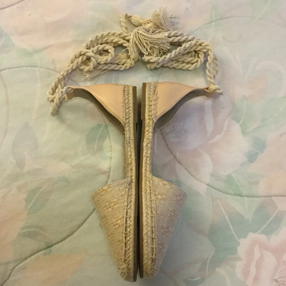 Circus by Sam Edelman Beige Espadrille Lace-Up Flats